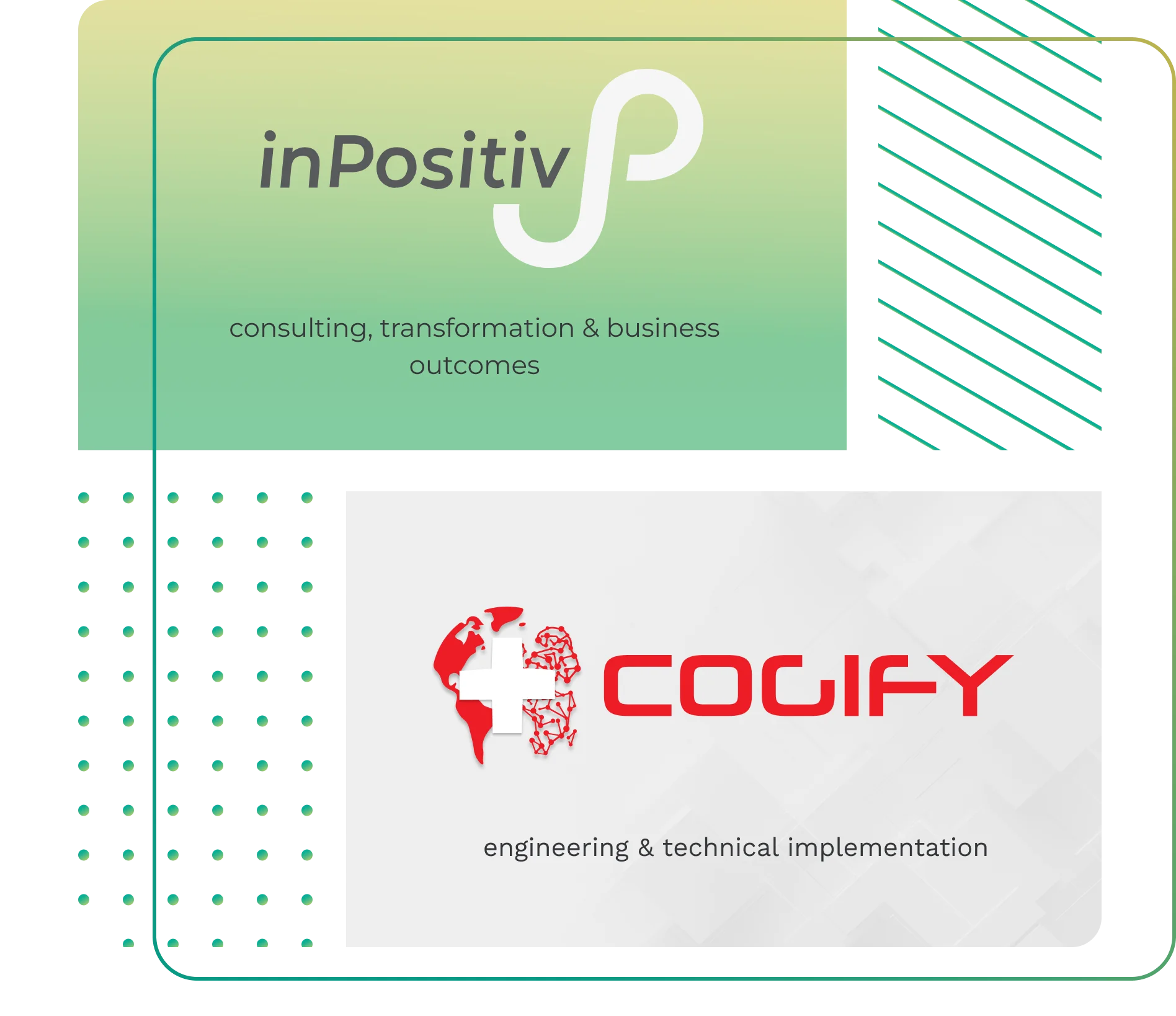 Œuvre abstraite représentant la connexion entre inPositiv et cogify